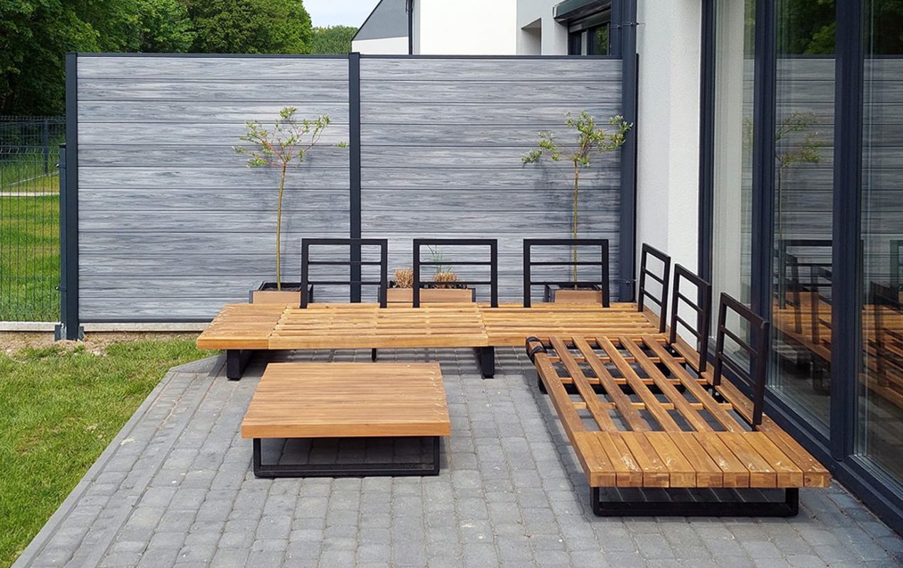 Fence Made of Premium Gray Composite Fencing Boards