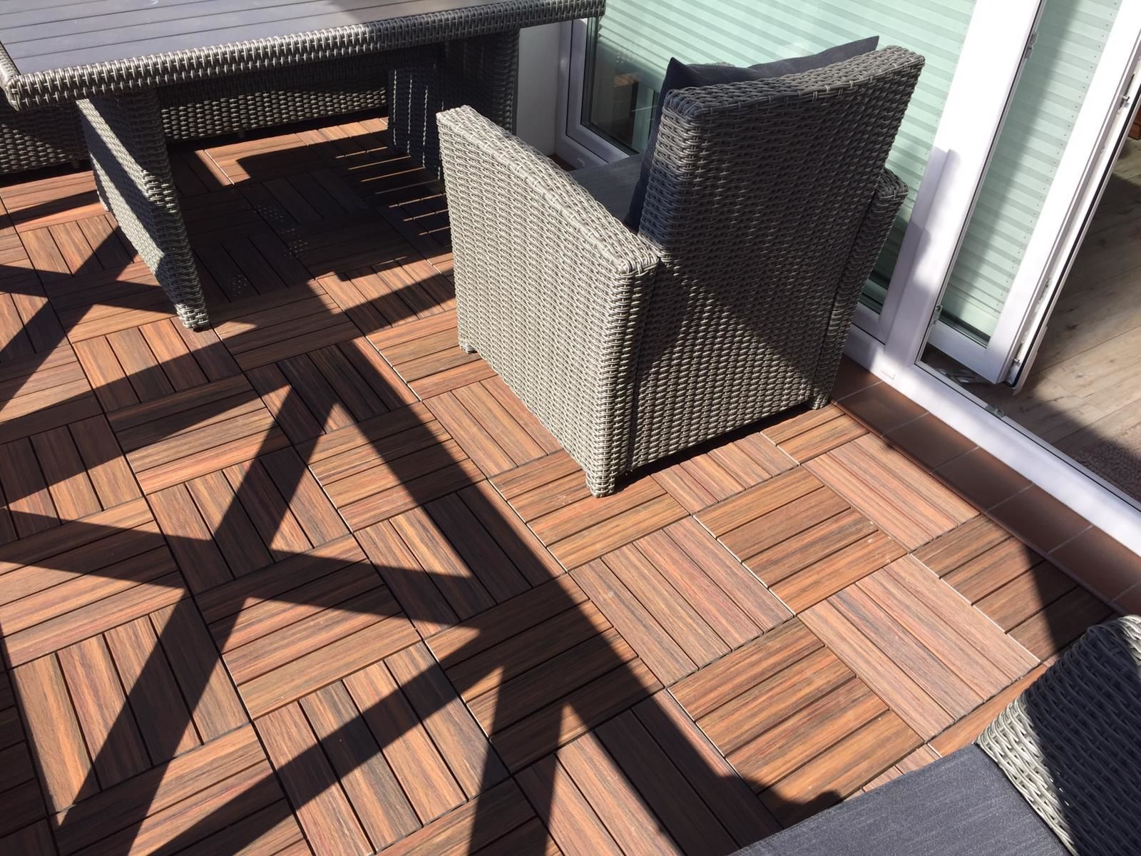 Balcony made of composite decking tiles Premium Redwood