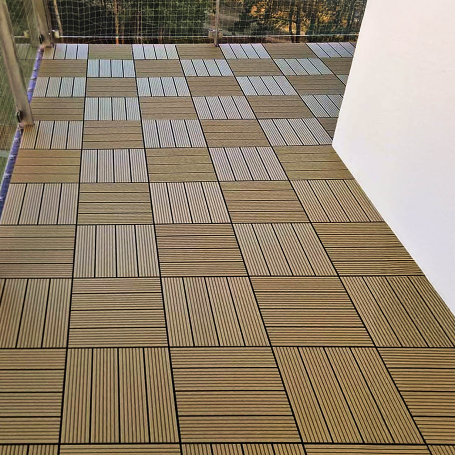 Practical Balcony with Honey Teak Deck Tiles