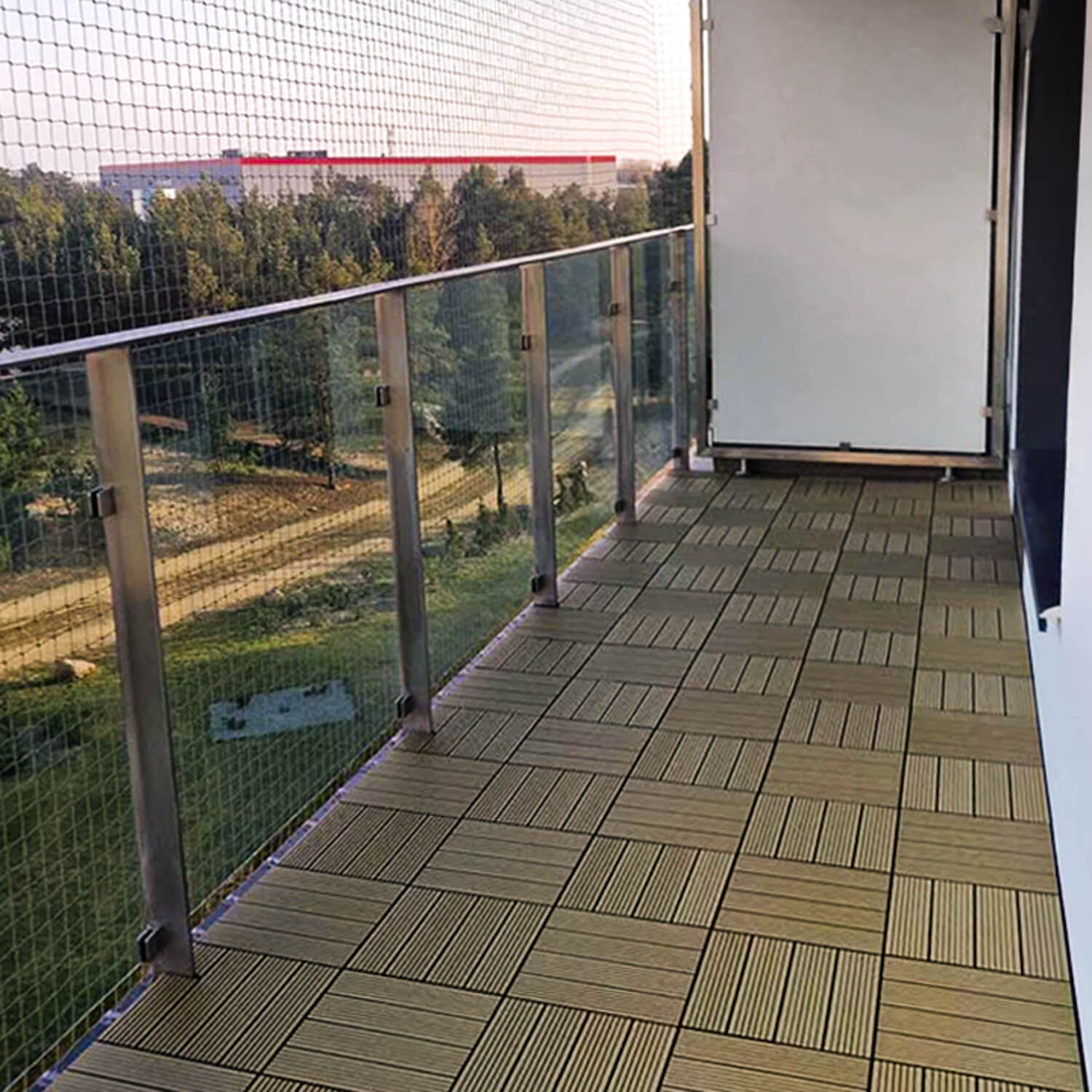 Practical Balcony with Honey Teak Deck Tiles