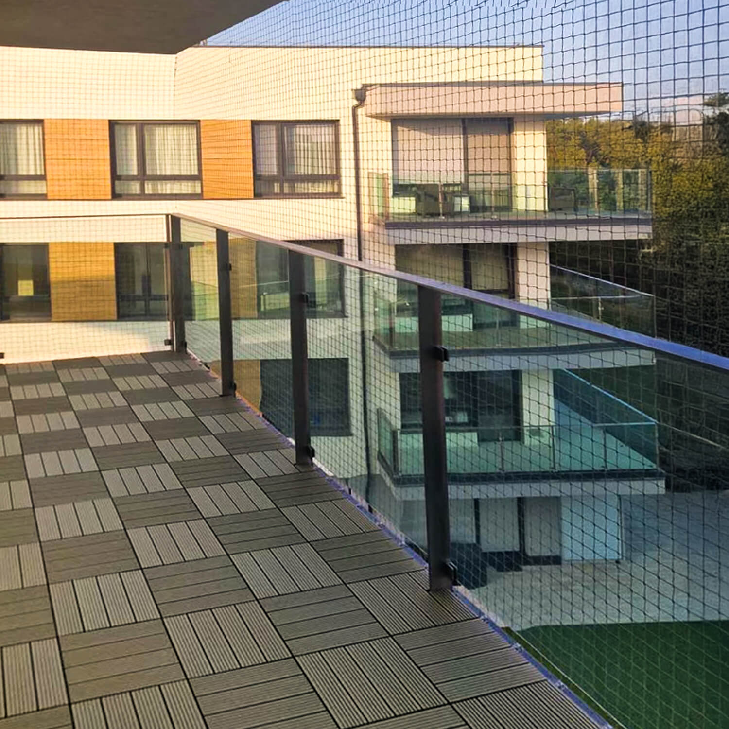 Practical Balcony with Honey Teak Deck Tiles
