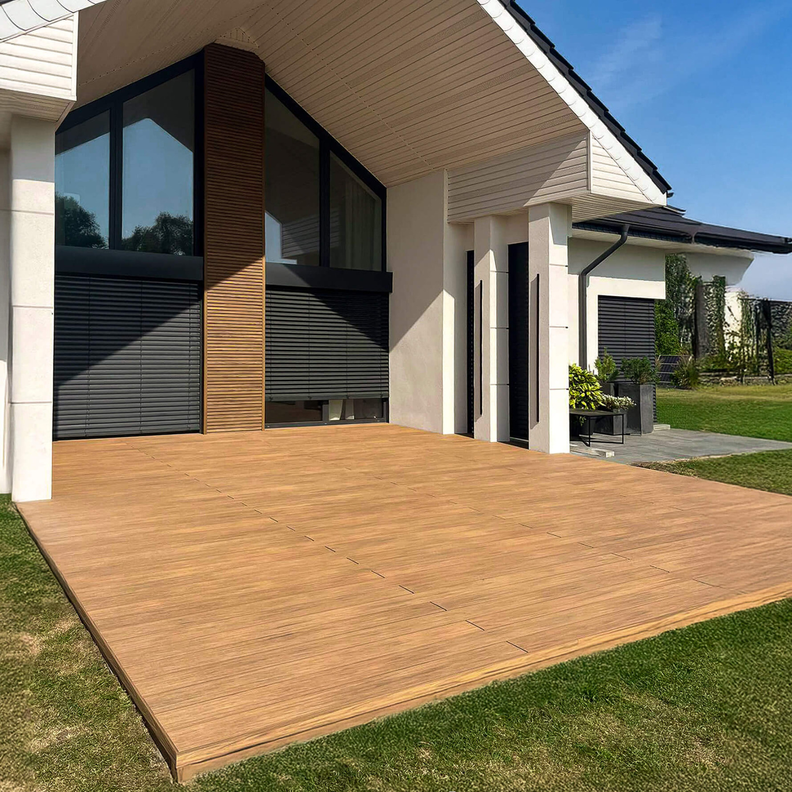 Terrace and Facade with Winchester Oak Composite Boards – Modern Consistency in Style