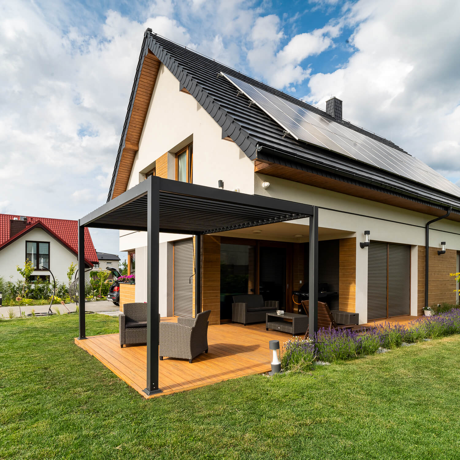 Garden Pergola by Liderwood – a modern deck with Amber Premium Decking Boards