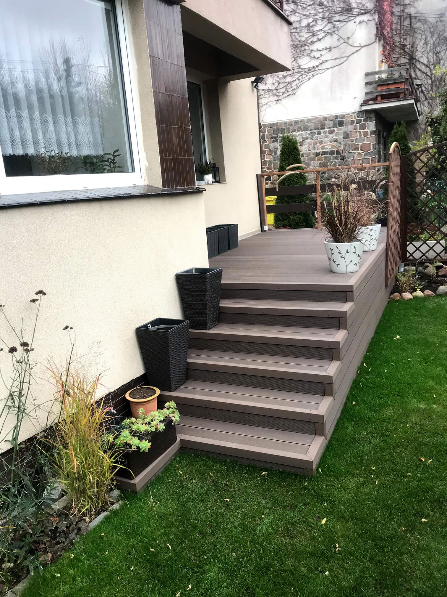 Stairs made of composite decking board Standard Brown