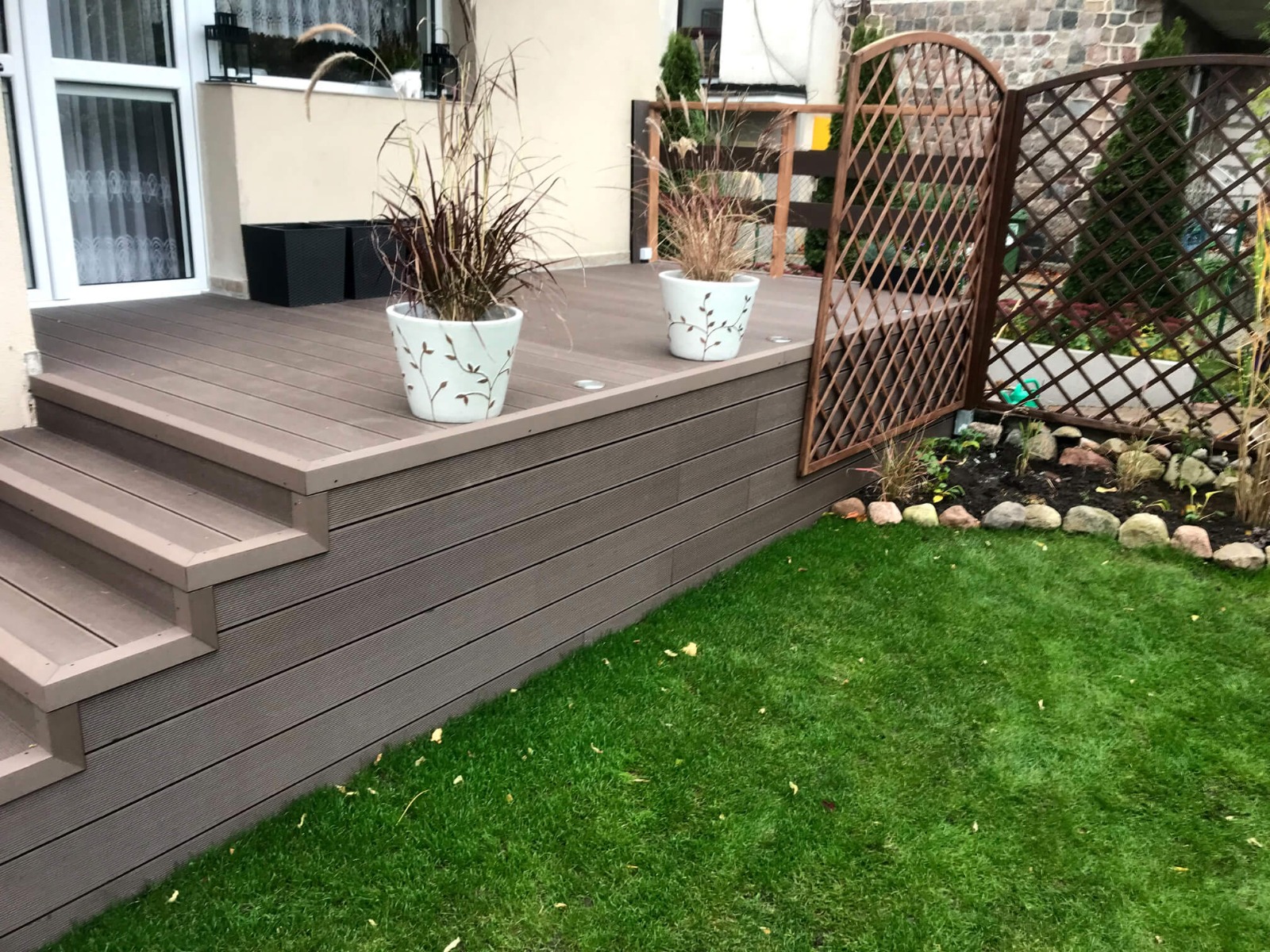 Stairs made of composite decking board Standard Brown