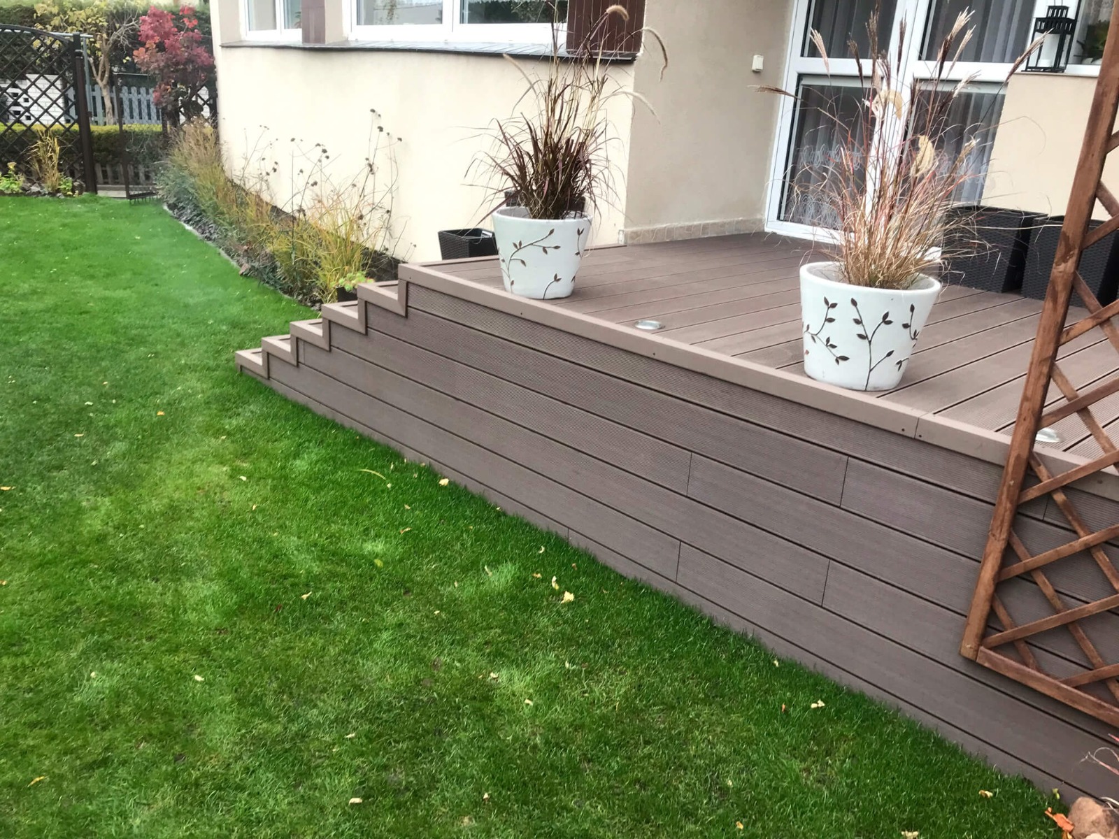 Stairs made of composite decking board Standard Brown