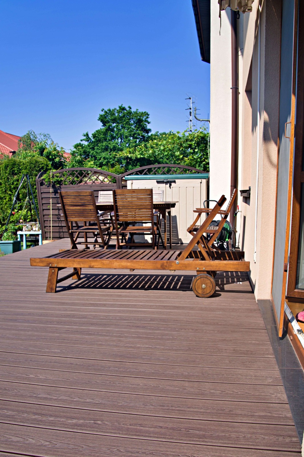 Terrace made of composite decking board 3D Brown
