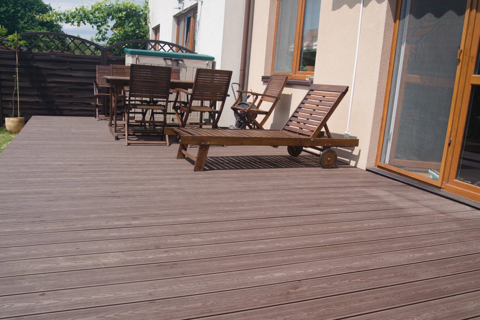 Terrace made of composite decking board 3D Brown
