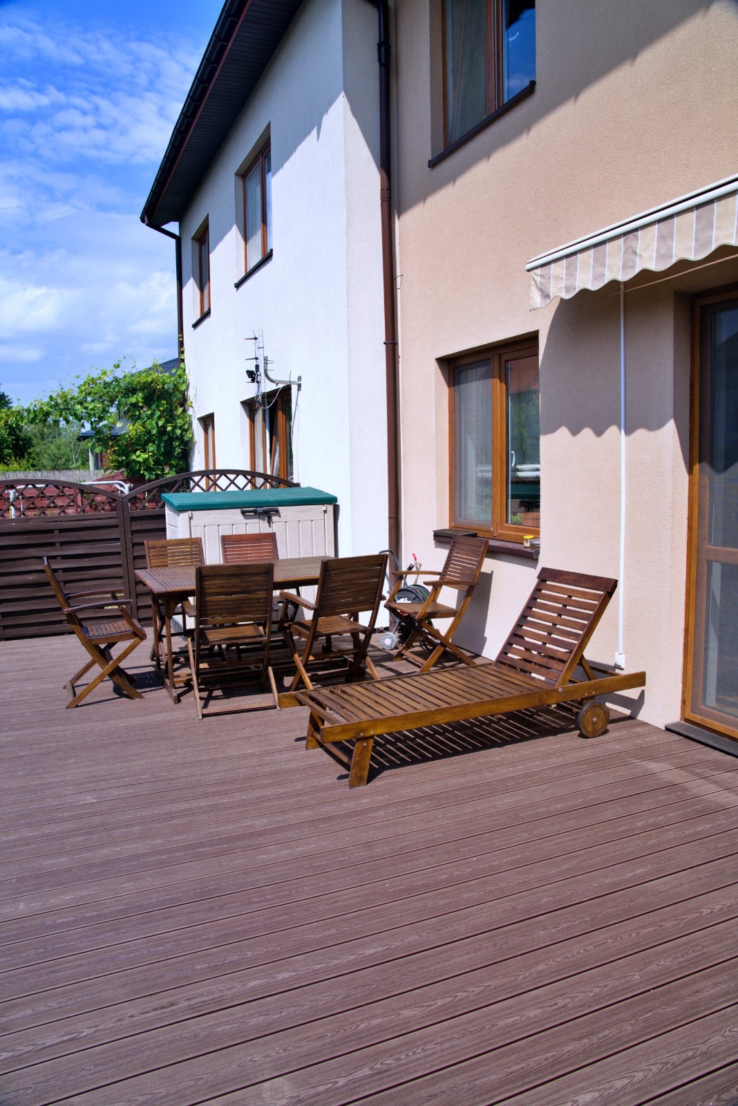 Terrace made of composite decking board 3D Brown