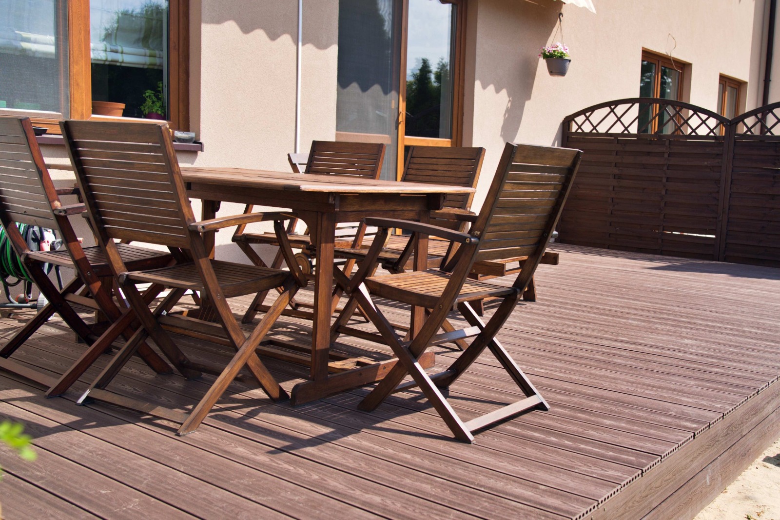 Terrace made of composite decking board 3D Brown