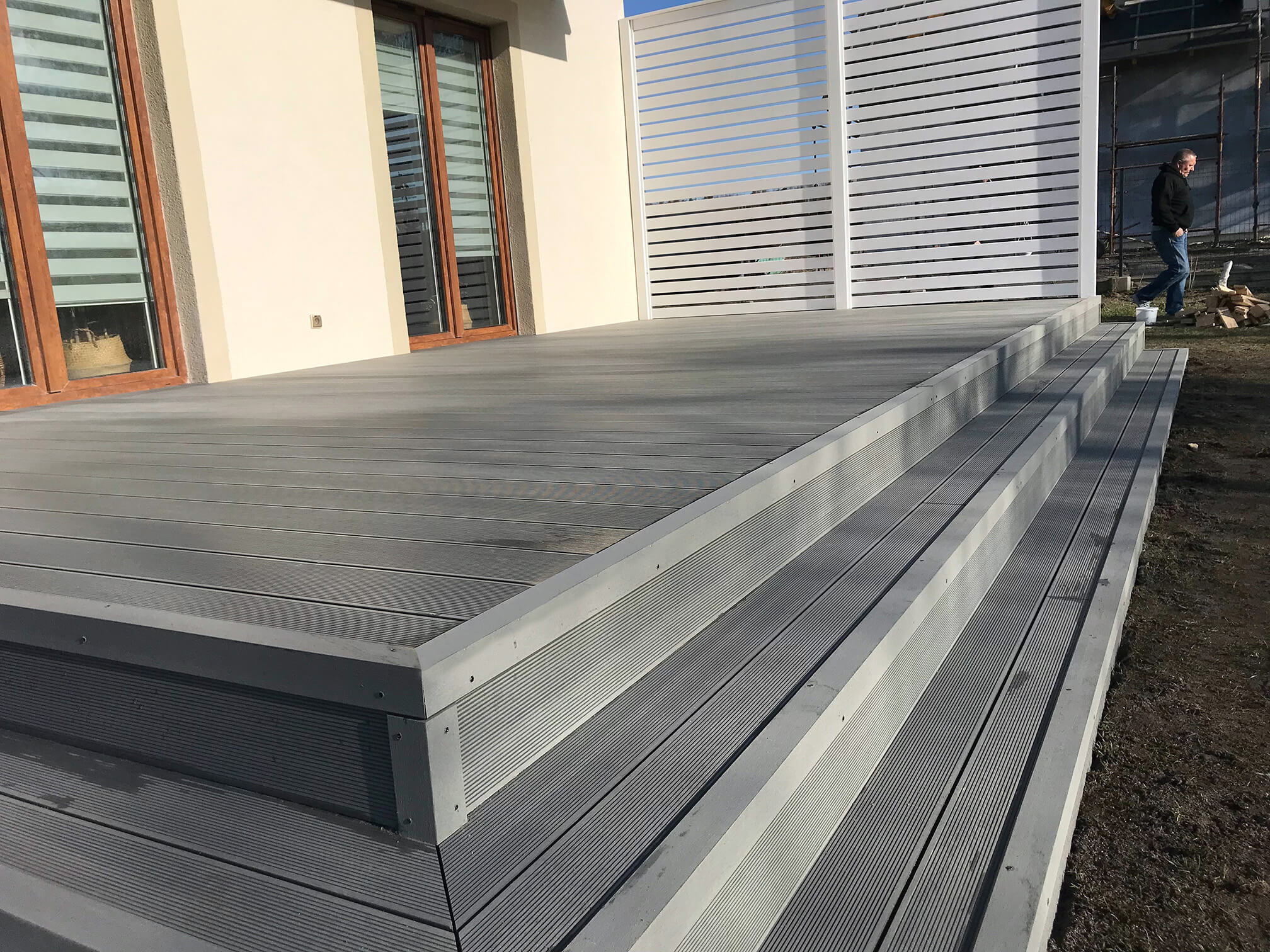 Terrace made of Standard Light Grey composite decking board
