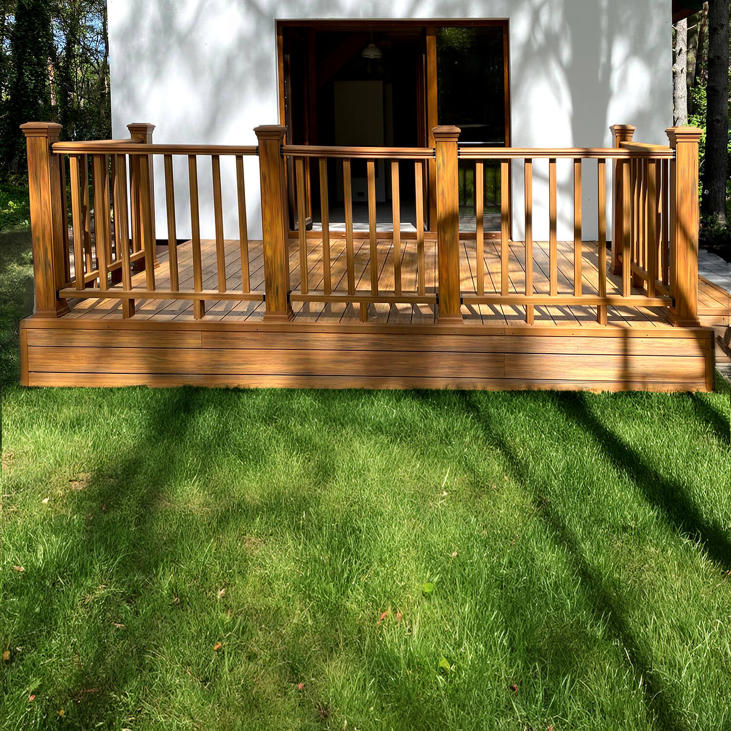 Brown terrace with composite railing – Amber Premium