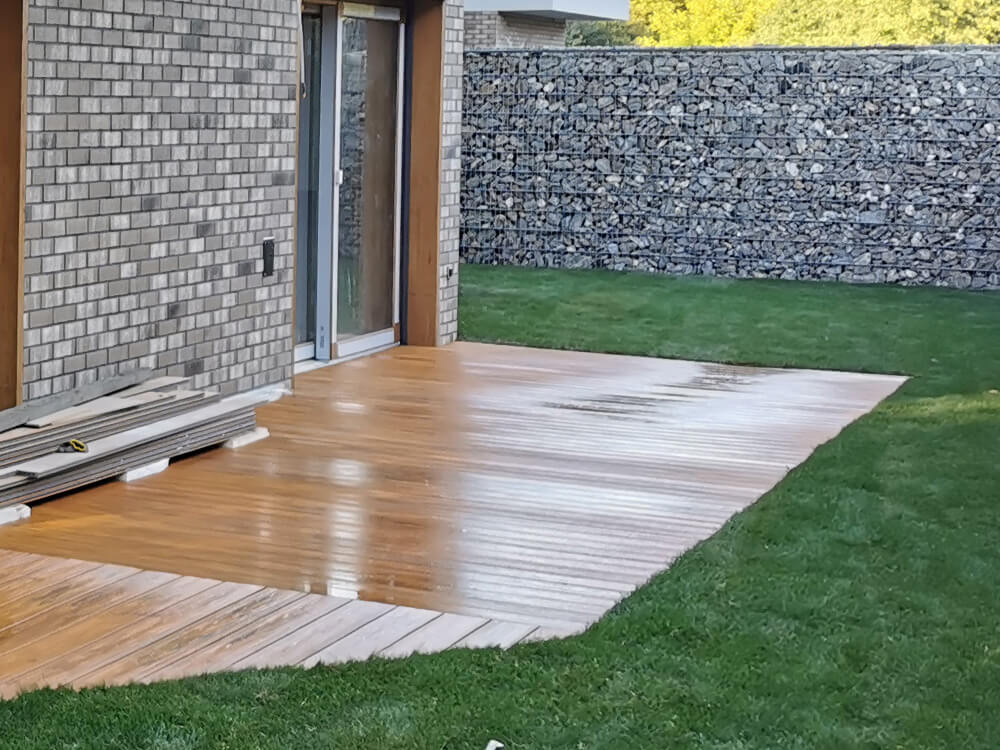 Terrace made of composite decking board Premium Amber