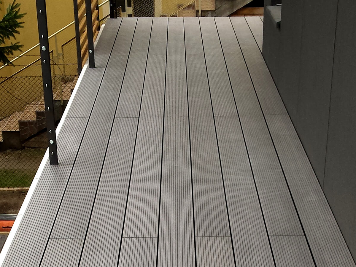 Terrace made of composite decking boards Standard Light Gray