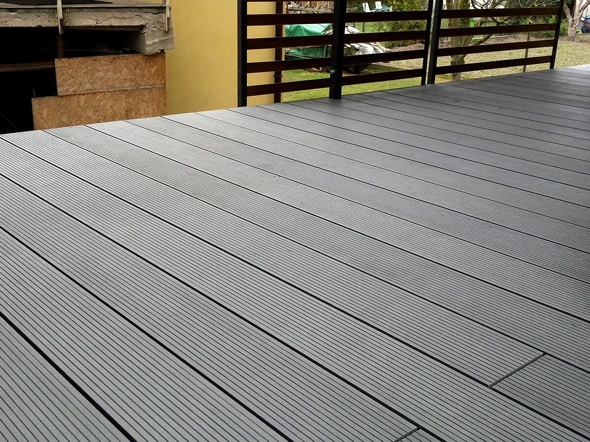 Terrace made of composite decking boards Standard Light Gray