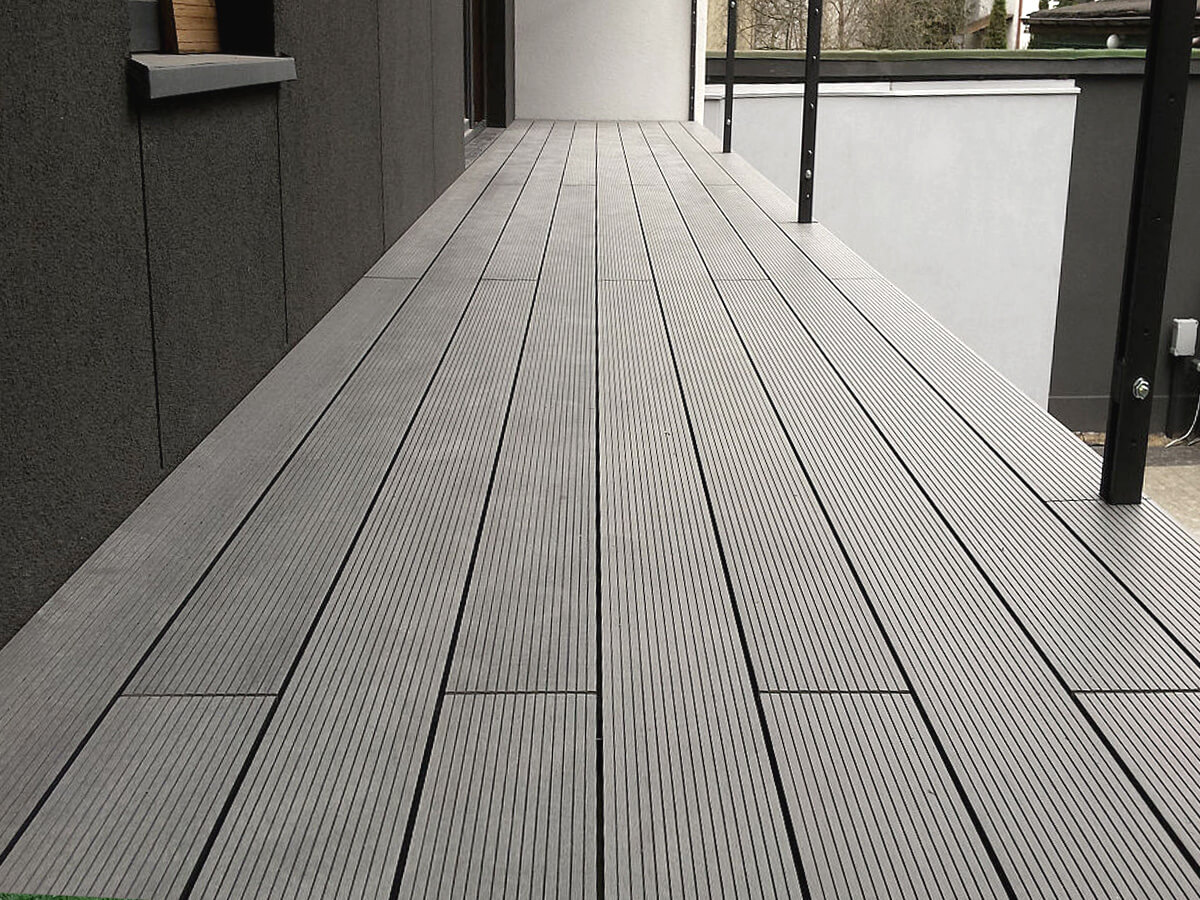 Terrace made of composite decking boards Standard Light Gray