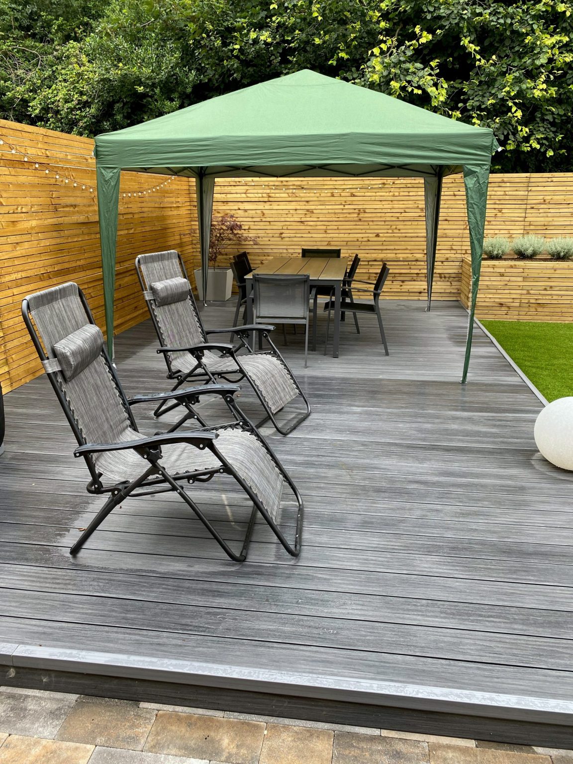 Terrace Made of Premium Gray Composite Decking Boards