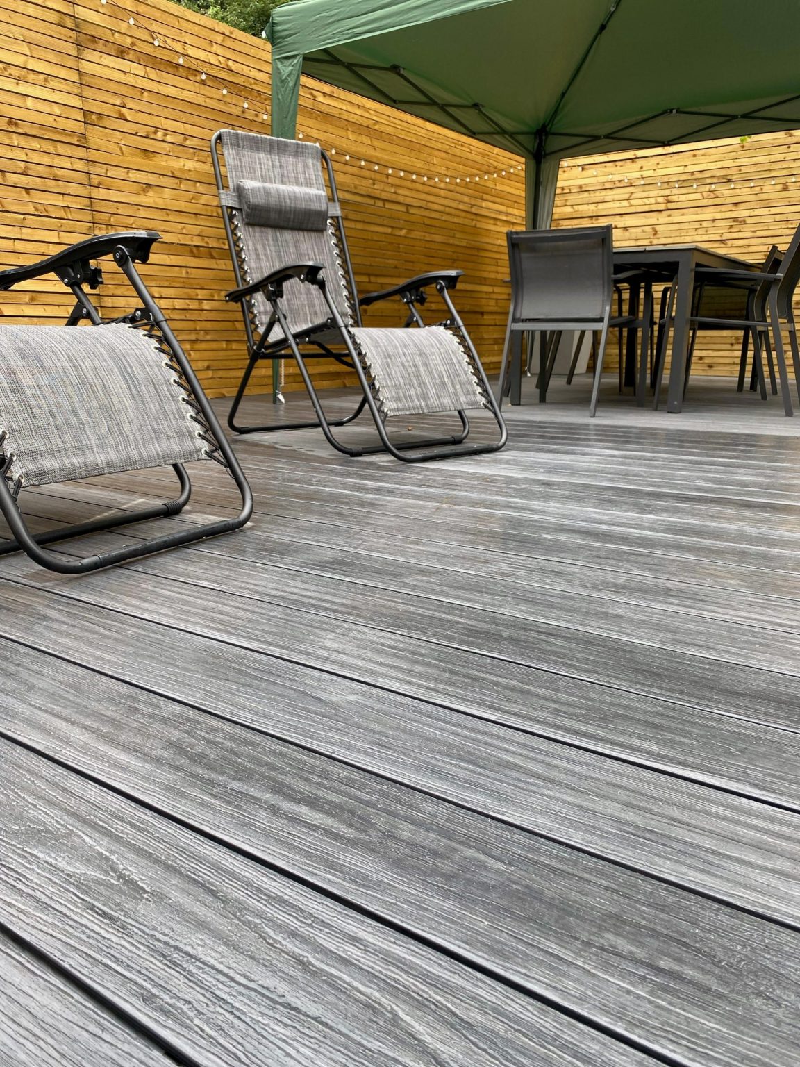 Terrace Made of Premium Gray Composite Decking Boards