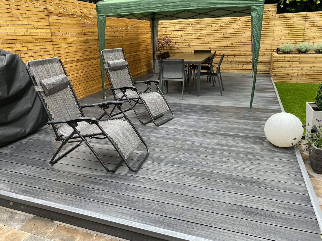 Terrace Made of Premium Gray Composite Decking Boards