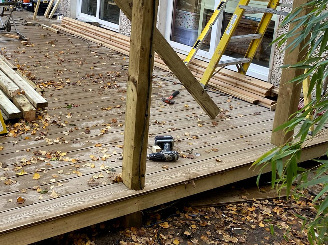 Winter Garden Made with Honey Teak Composite Decking Boards