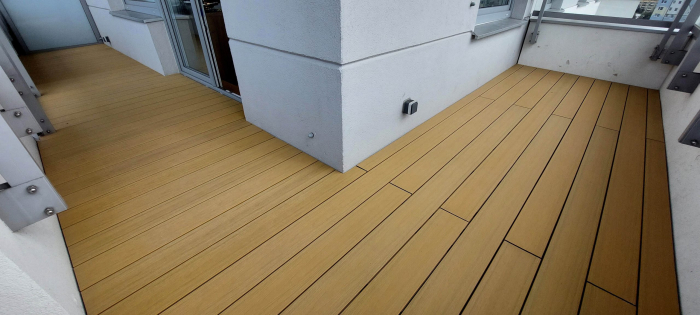 Balcony made of composite decking board Premium Sand