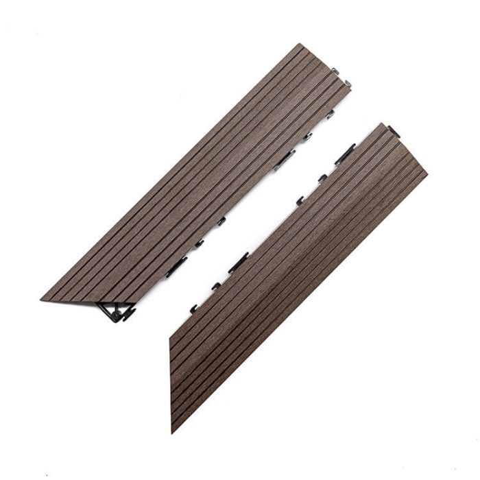 Composite Left Corner Decking Tile Dark Brown