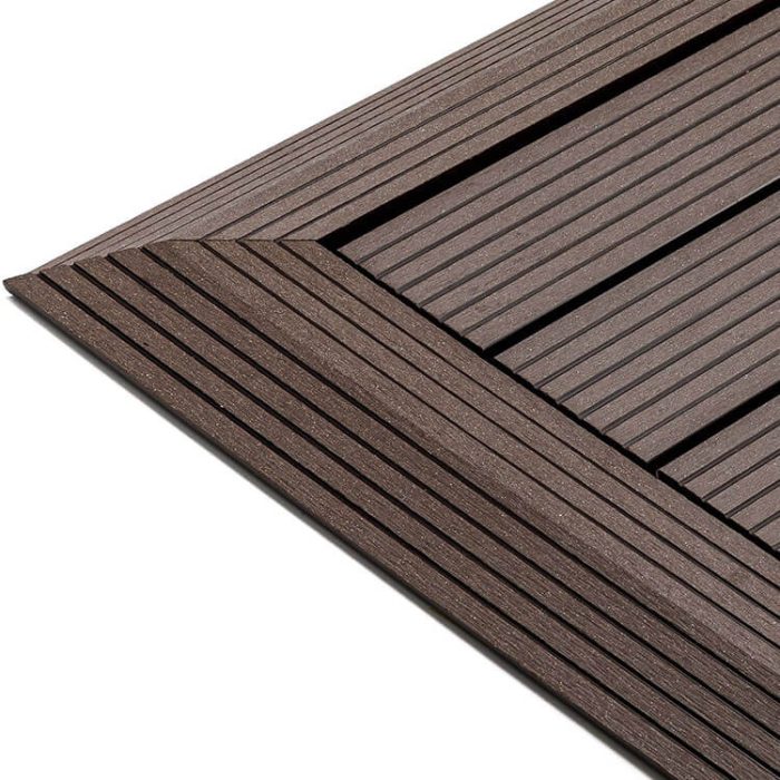 Composite Right Corner Decking Tile Dark Brown