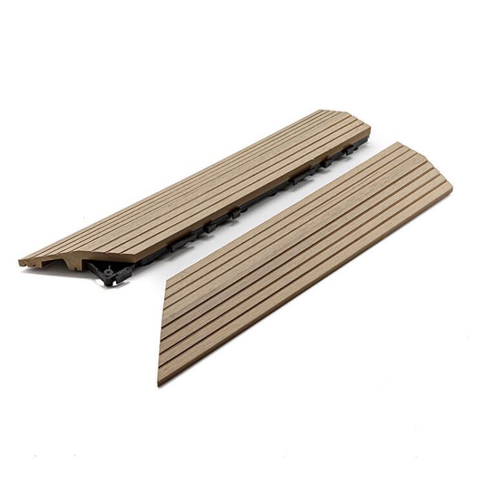 Composite Corner Decking Tile Honey Teak