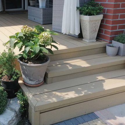 composite decking board honey teak liderwood terrace stairs