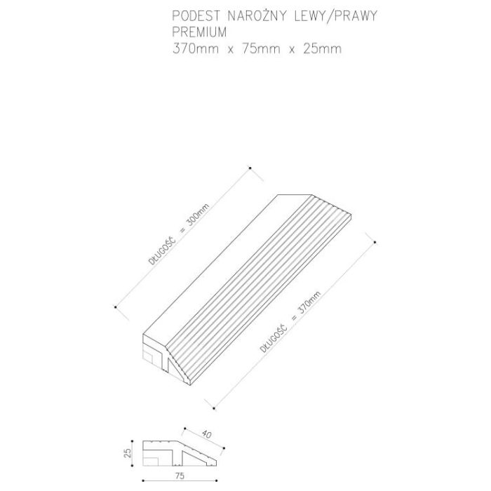 technical drawing Premium Composite Decking Corner Tile