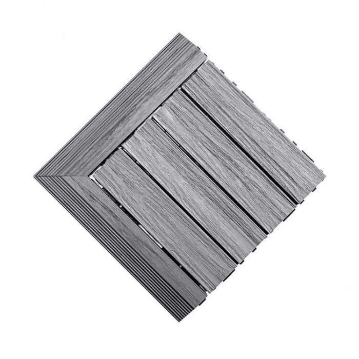 Premium Composite Decking Tile Right Corner Gray