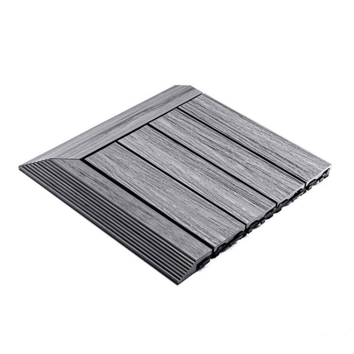 Premium Composite Decking Tile Right Corner Gray