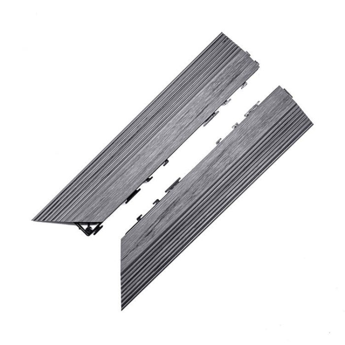 Premium Composite Decking Tile Right Corner Gray