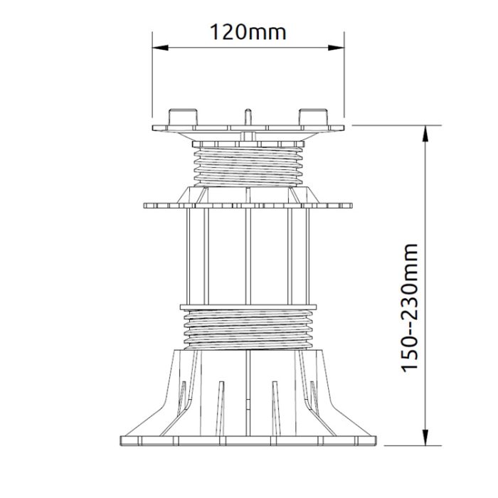 adjustable self leveling tiles pedestal ETP flex 150-230 mm tech