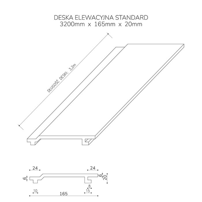 technical drawing Standard Composite Cladding Board