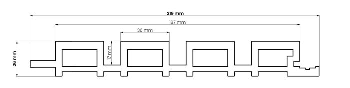 technical drawing Composite Slatted Cladding Board