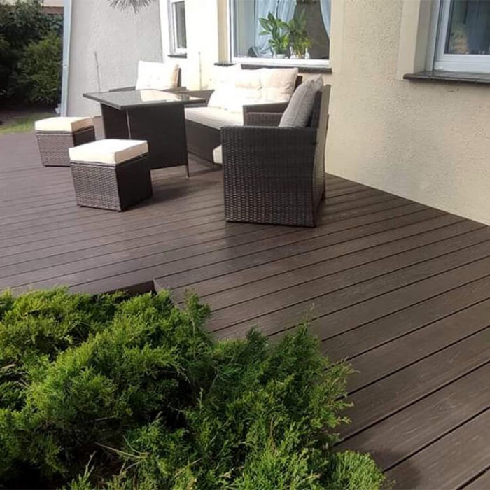 composite decking boards dark brown terrace