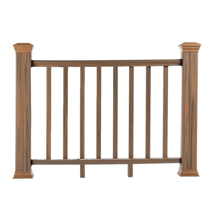 composite railing teak 8 balusters 2 posts 4