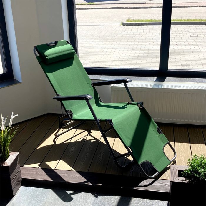 folding garden lounger green liderwood 178 1