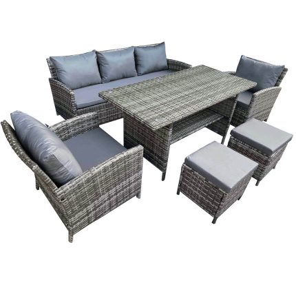 7 person garden furniture set harmony grey technorattan