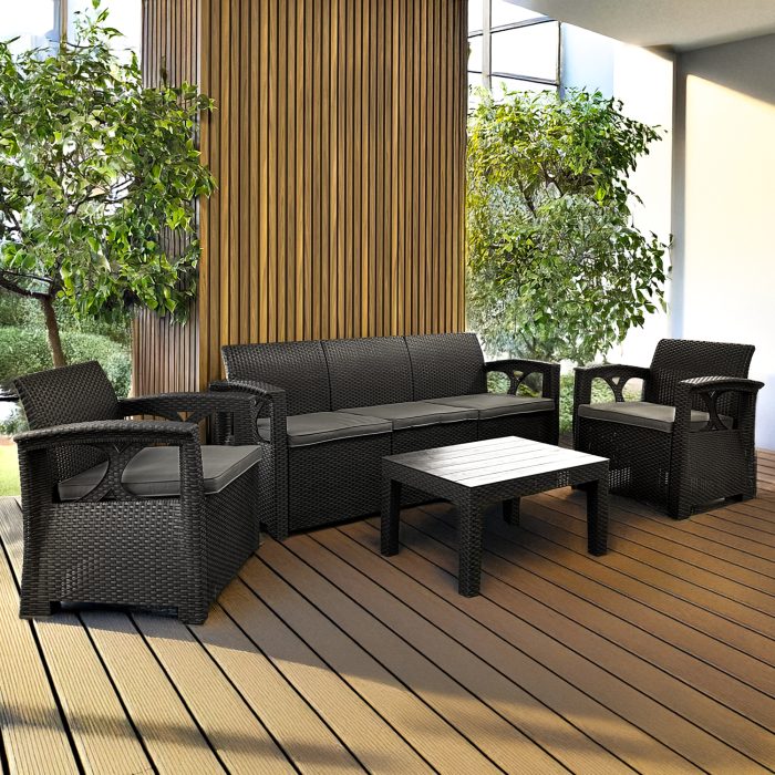 Garden Furniture Set with 4-Seater Technorattan Sofia Anthracite - Image 9