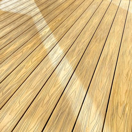 realizacja tarasu z deski tarasowej kompozytowej miodowy dab premium